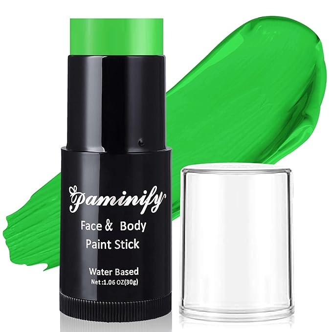 Light Green Face Paint Stick,Water-Based Lime Green Body Paint Stick,Washable Face Painting for Monster Frankenstein Witch Elphaba Costume,Halloween SFX Makeup Paint for Cosplay,1.06 OZ