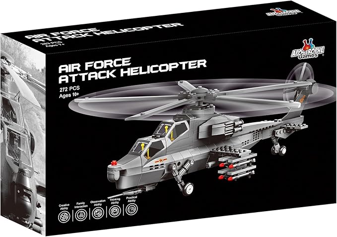 Attack Helicopter Air Force Building Block Set – 283-Pcs Helicopter Building Toys Set – Building Block Plane Toy for Kids Older Than 10 and Adults – Compatible with All Building Bricks