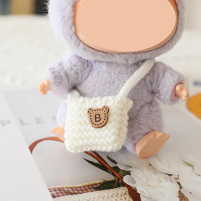 Clothes Set for 15cm/17cm Doll(NO Doll) , Handcrafted Crochet Set Hat & Sweater, Stylish Premium Outfit with Accessories, Cute for Dress up Unique Style