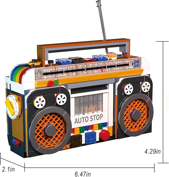 Retro Radio Recorder Building Blocks Brick Kits, Boys Radio Model Collectible Building Toys Set, Creative Gift for Adults, Children and Fans, with 2 Figures (554 Pieces)