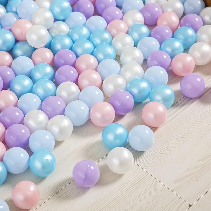 Ball Pit Balls Pack of 100 200 500 - Star and Round Set BPA Free Phthalate Free Non-Toxic Crush Proof Play Balls Soft Plastic Balls for Toddlers Baby Kids Birthday Pool Tent Party