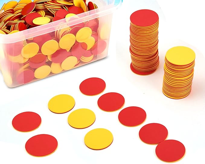 Plastic Two-Color Counter,Red/Yellow Two Side 1000 PCS,Counting Manipulatvies, Math Counters for Kids, Counting Chips