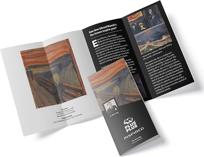 PLUS PLUS Inspired Art History Building Set, 3D Painting Kit & Craft Supplies for Kids, 350 Mini Interlocking Open Ended Pieces - The Scream, Edvard Munch
