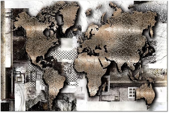 artgeist Pinboard World Map 35x24 in - Cork Board & Canvas Print Wall Art 1 pcs Memoboard with 50 Pins Noticeboard Message Board Image Picture Home Decor Travel Map k-A-0506-p-a
