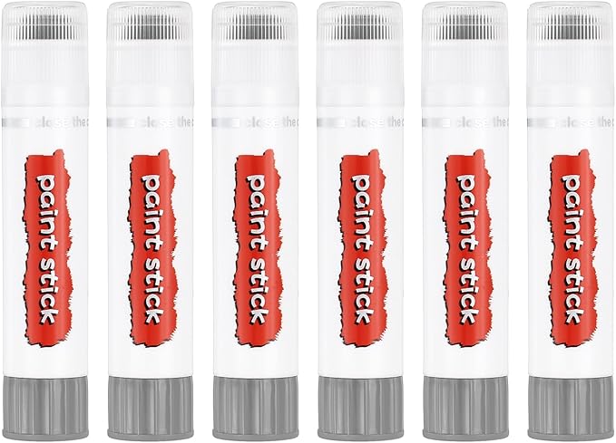 PATIKIL Tempera Paint Sticks, 6 Pcs Solid Tempera Paints Sticks Washable Bulk Markers Pen Quick Drying for Artists Beginners Art Supplies, Gray