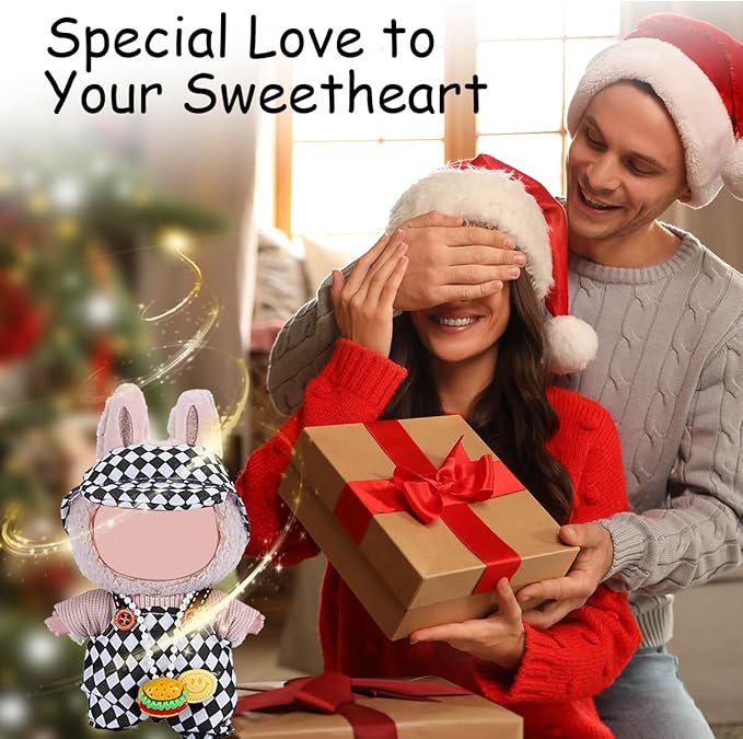17cm Doll Clothes Set, Premium Jeans & Knitted Sweater Outfit for 17cm 15cm Dolls, Cute Dress Up Fashion, No Doll Included (Black/White, 17cm/15cm)