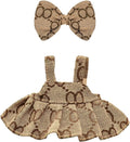 Clothes for 17cm Dolls, Premium Dolls Accessories with Chic Grid Bow Spaghetti-Strap Dress Set, High-End Fashion Outfit for Play & Display