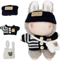 Clothes for 17cm Dolls Accessories Crochet 3 Piece Set Outfits for Doll(Black Sweater)