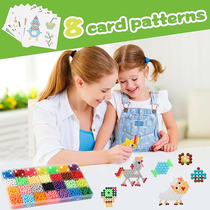 Fuse Beads Non-Iron Kit Over 3200 Beads 28 Colors Makes Creations with No Heat Mega Bead Refill