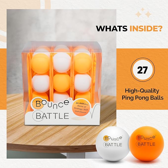 Bounce Battle™ Game Set – Marbled Edition – Fast-Paced Family & Party Game for Kids, Teens & Adults – Strategy & Skill with 27 Balls & Marbled Cube – Creative Child Game of The Year Winner