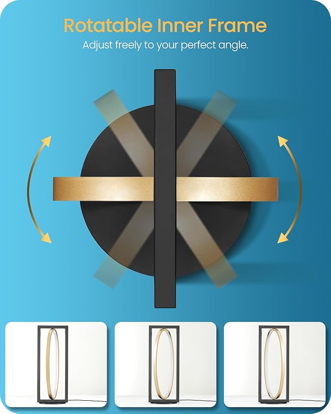Modern LED Table Lamp, Dimmable Minimalist Bedside Lamp, 3 Color Temperatures, Angle Adjustable, Cute Desk Lamp, Nightstand Lamp for Living Room, Bedroom, Office, Black and Gold D62TL05