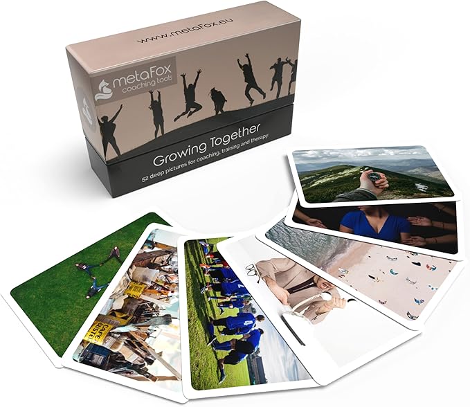 metaFox Coaching Picture Cards | Growing Together | Conversation Cards for Ice Breakers and Team Building Activities | Motivational Postcards for Your Next Coaching and Training Sessions