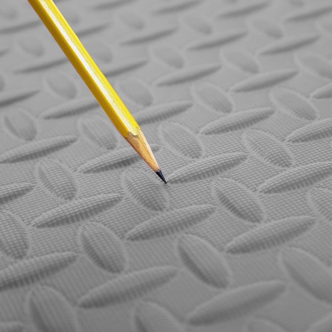 IncStores 1/2 Inch Thick Diamond Soft Foam Flooring Tiles | High-Density Interlocking Foam Tiles for Rugged Style in Your Home Gym, Playroom, and More | Grey, 6 Tiles