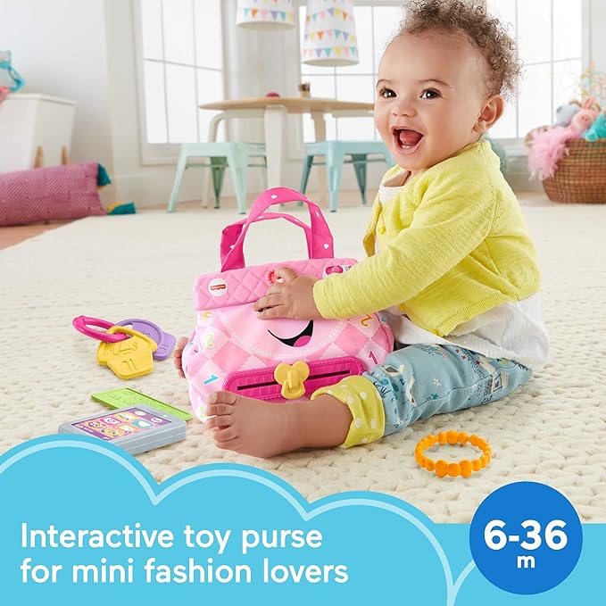 Fisher-Price Baby & Toddler Toy Laugh & Learn My Smart Purse with Lights, Learning Songs & 5 Accessories for Infants Ages 6+ Months (Amazon Exclusive)