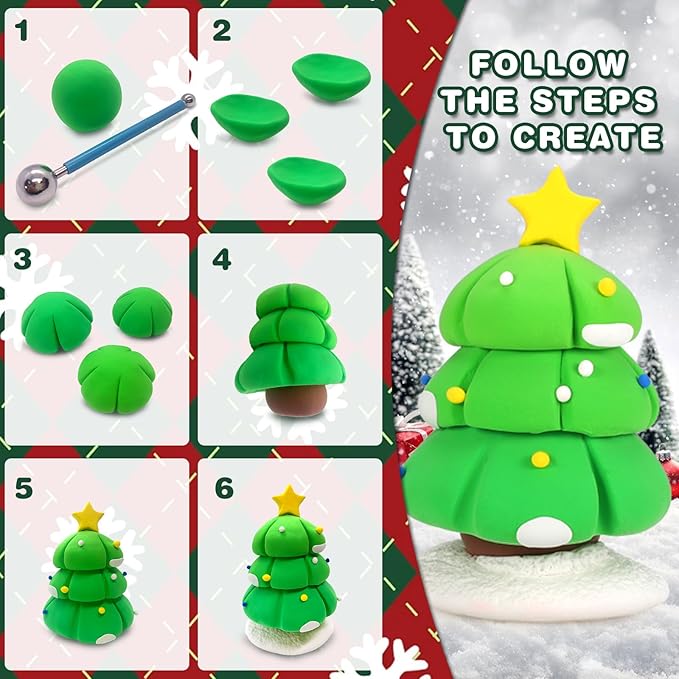ifergoo Air Dry Clay for Kids - Christmas Modeling Clay Kit, 6 Christmas Molding Designs, Creative Sculpting Activity Kit with Tools & Tutorials, DIY Art Craft Gifts for Girls and Boys