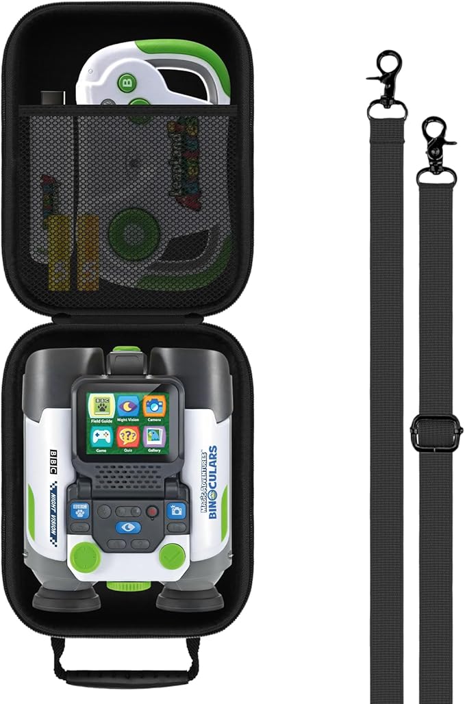 EVA Hard Case for LeapFrog Magic Adventures Binoculars, Binocular Storage Box with Top Mesh Pocket & Adjustable Shoulder Strap（Case Only）