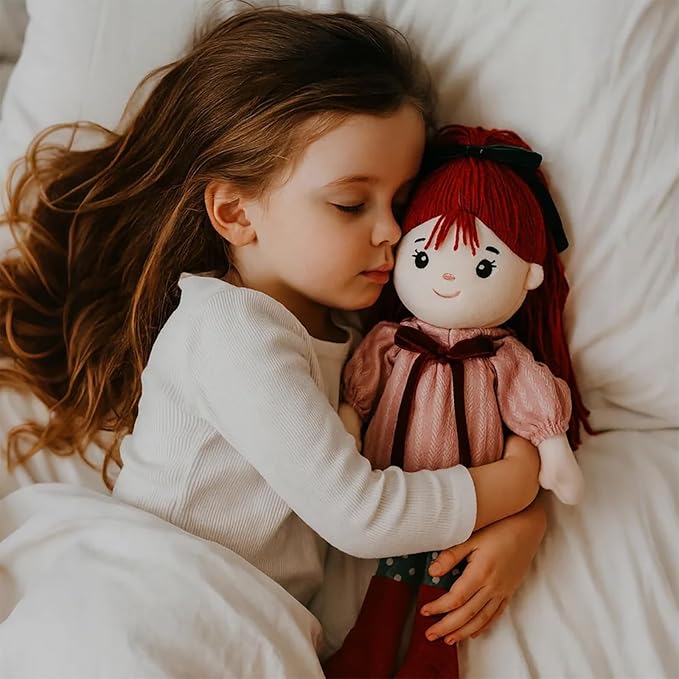 Soft Baby Doll Toys (16'') Baby Rag Doll for Girls Birthday Cuddly Plush Toys for Toddler Kids (Red)