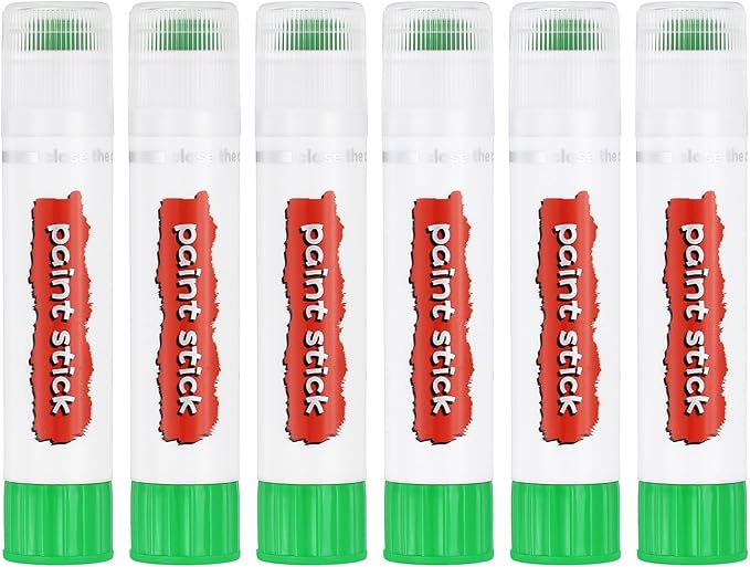 PATIKIL Tempera Paint Sticks, 6 Pcs Solid Tempera Paints Sticks Washable Bulk Markers Pen Quick Drying for Artists Beginners Art Supplies, Light Green