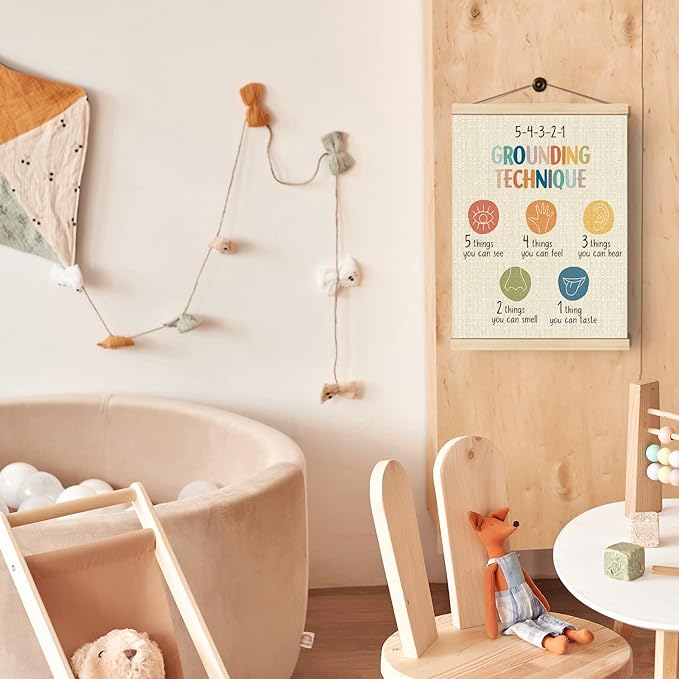 Boat Wades Mental Health Coping Skills Poster Hanger Frame, Grounding Technique Hanging Wall Banner Decor for Classroom Therapy Office School Counselor Office Calming Corner, 12x16 Inch