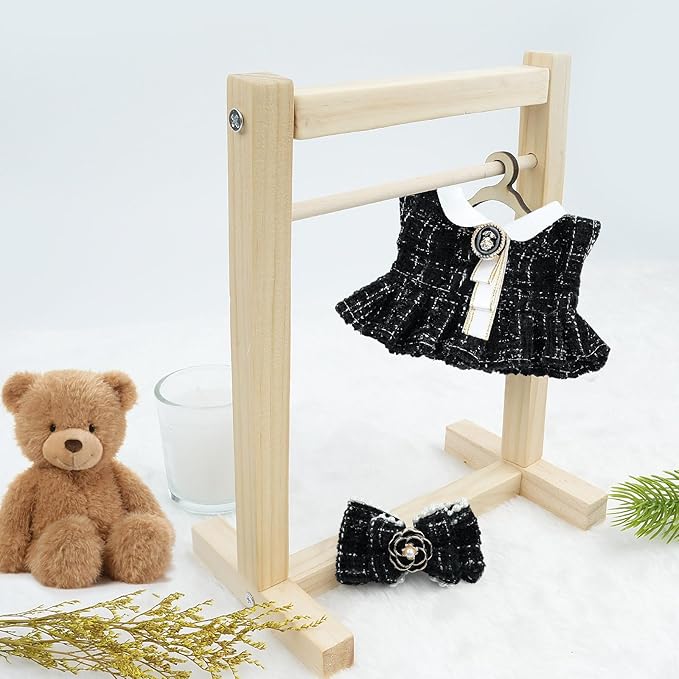 17cm Doll Clothes Set-Adorable Outfits for Dolls-Stylish Accessaries Clothes Dress-Up-Replaceable Clothing Collections, Includes Hat, Top, Skirt(Black-Style D)