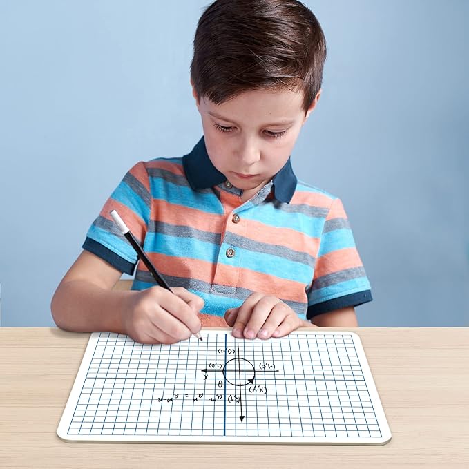 Dry Erase XY Axis Graph Whiteboard,9" x 12" Interactive Learning Coordinate Grid Double-Sided Dry Erase Board,Math Manipulatives White Board for Students,Classroom and Home,Small White Board Dry Erase