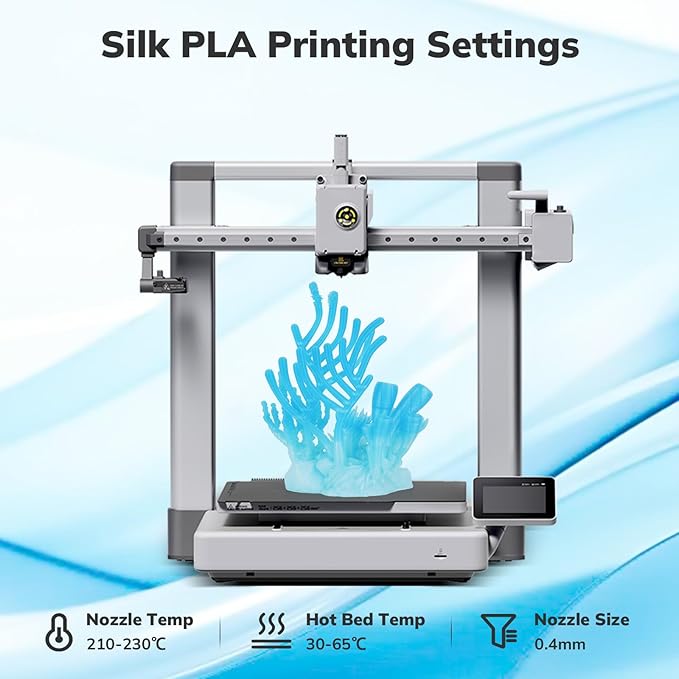 AMOLEN PLA 3D Printer Filament, Clear PLA Filament 1.75mm Transparent Blue White, with Light Transmission Feature, Compatible with Most FDM Printer, PLA Transparent, 1KG/2.2lb