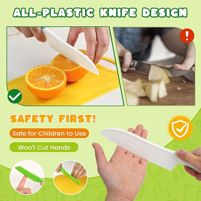 LovesTown 13PCS Kids Cooking Sets Real, Montessori Kitchen Toys for Toddler Kitchen Playset with Safe Knives Crinkle Cutter Gifts for 3-8