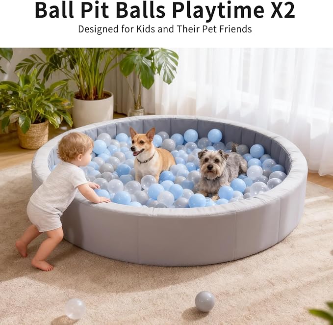 Ball Pit Balls Pack of 100 200 500 - Star and Round Set BPA Free Phthalate Free Non-Toxic Crush Proof Play Balls Soft Plastic Balls for Toddlers Baby Kids Birthday Pool Tent Party