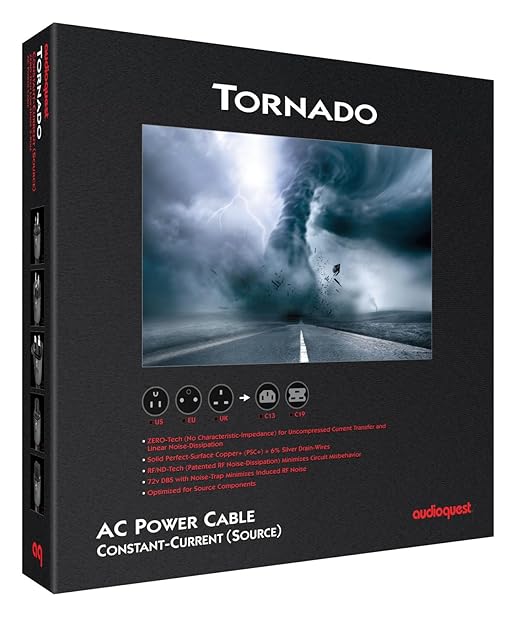 AudioQuest Tornado Constant-Current (Source) Power Cable - 2m - 1 x C13 > 1 x 3-Prong Wall Plug