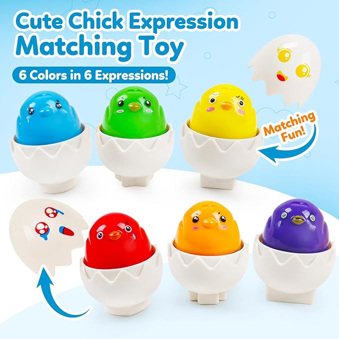 Tddler Toys 1-2,Montessori Geometric Egg Shape Sorter Toys Preschool Learning Educational Color Sorting & Fake Eggs Puzzles Matching Games Fine Motor Toy for Boys Girls