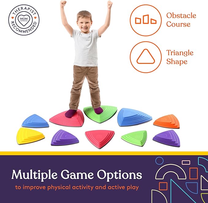Special Supplies 10 Stepping Stones for Kids Indoor and Outdoor Balance Blocks Promote Coordination, Balance Strength Child Safe Rubber, Non-Slip Edging