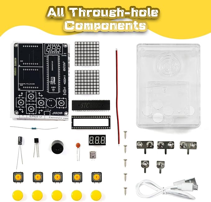 7-in-1 Game Soldering Practice Project Kit, PEMENOL DIY Retro Handheld Game Console with Adjustable Difficulty Levels and Pause Feature, Ideal for STEM Education College High School