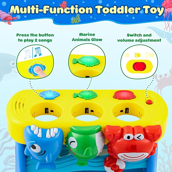 V-Opitos Musical Toys for 1, 2 Years Old Boys & Girls, Feeding Interactive Toys for Baby 12-18 Months, Montessori Education Toys, Perfect Toddler Christmas Birthday Gifts
