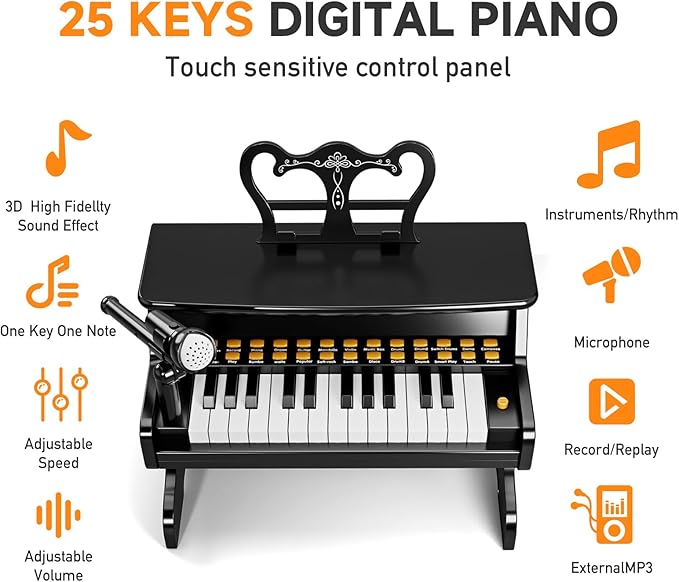 Piano for Kids - 3D High-Fidelity Sound Effects Professional Musical Keyboard Piano Instrument Toys for 3 5 7 9 Years Old Beginners Educational Instruments Birthday Gift