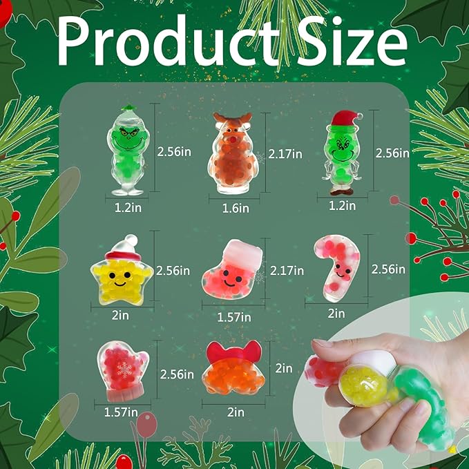 Christmas Squishy Stress Balls Fidget Toys – Sensory Stress Relief Squishy Fidget Toys ,Party Favors for Kids 4-8 8-12, Christmas Stocking Stuffers, Classroom Rewards, and Gift Bag Fillers (28PCS)