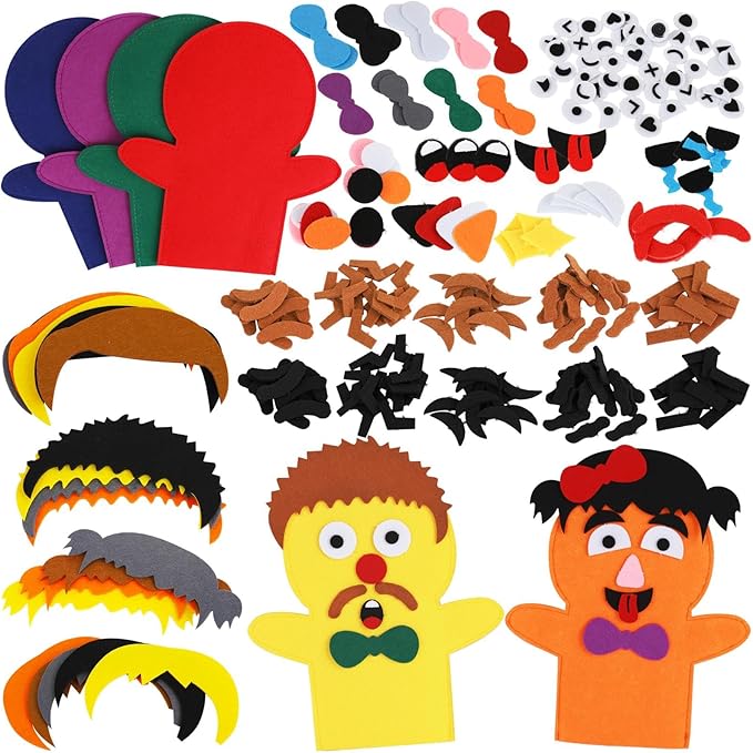 Puppet Planet™ 8PCS DIY Felt Hand Puppet Arts & Craft Kit - Create Your Own Puppets - Perfect Party and Holiday Activity for Boys and Girls - Creative Storytelling and Imaginative Play
