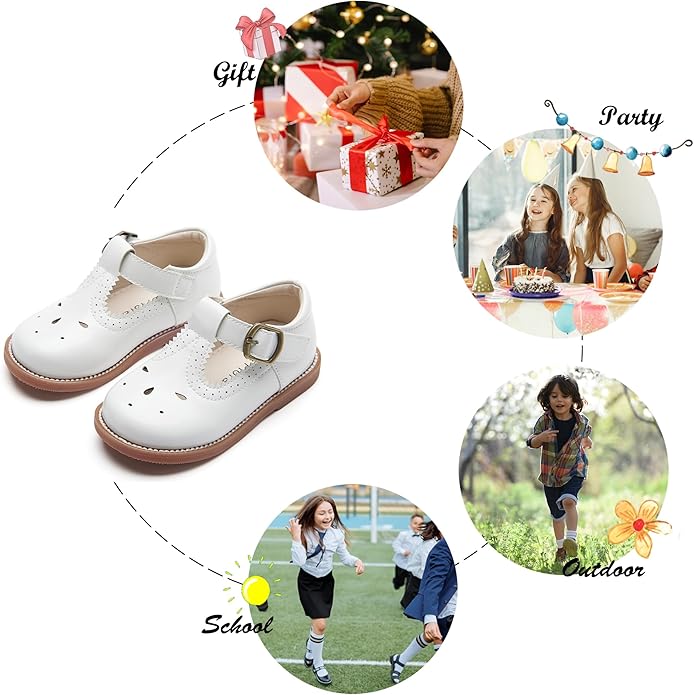 Felix & Flora Toddler Little Girl Mary Jane Dress Shoes - Ballet Flats for Girl Party School Shoes
