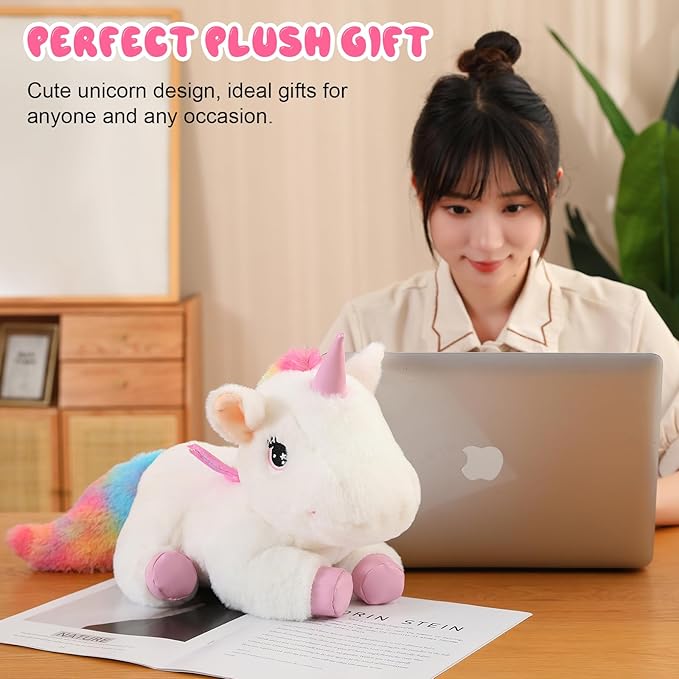 SQEQE Unicorn Toys Stuffed Animal 5 in 1, Plush Toy Rainbow Flying Unicorns with Wings for Christmas, Valentine's, Birthday Gifts, Plushies Unicorn Pillow with 4 Babies in Her Tummy for Girls Age 4-8