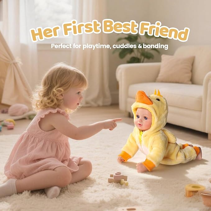 BABESIDE Value 5-Piece Realistic Baby Doll Set – Includes 15-Inch Soft Body Doll, Outfit, Bottle, Magnetic Pacifier & Birth Certificate – Ideal Gift for Kids, Birthday, Pretend Play