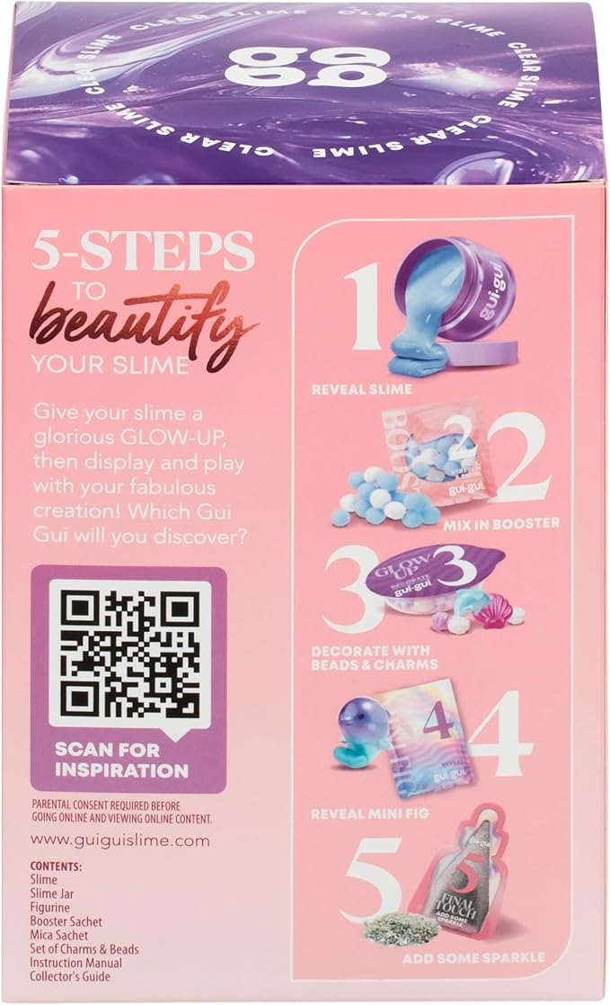Gui Gui Scented Slime 1 Pack - 5 Step DIY Process to Customize Your Ultimate Slime Glow-Up, Resealable and Reusable Container, ASMR Experience, 13 to Collect Across Season 1 - Styles May Vary