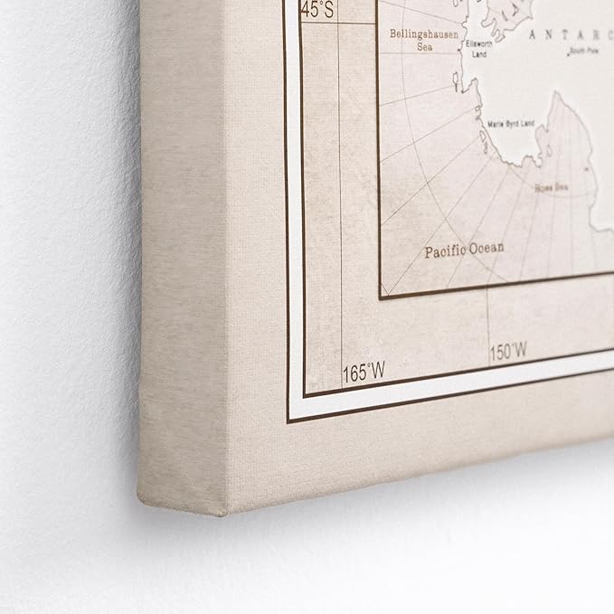 Canvas World Map with Cork Pin Board - English Lettering - Decorative Wall Decoration for All Rooms - Canvas Pictures with World Map Motif (70x50 cm, Pattern 22)