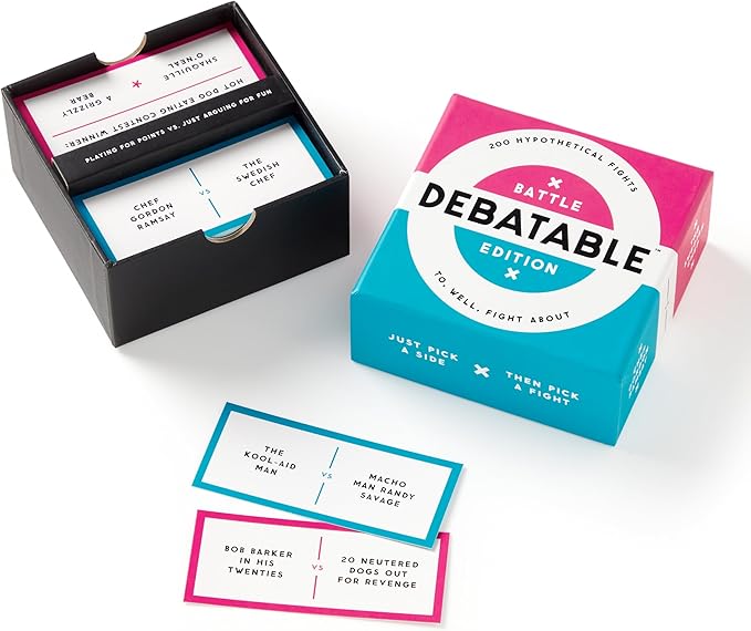 Brass Monkey Debatable Battle Edition – Social Party Game with 400 'Who Would Win in A Fight' Prompts to Argue About, 2+ Players