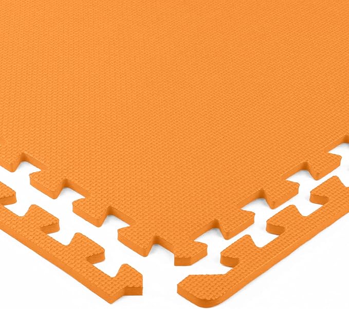 FlooringInc's 1/2" Soft Non-Toxic Baby Play Mat, Toddler Playmat, Colorful Puzzle PlayMat, Floor Mats for Kids & Babies, EVA Foam Interlocking Tiles for Nursery & Playroom | Orange, 78 Tiles, 312 SqFt