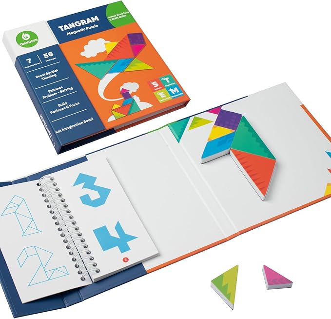 Travel Games Tangrams, Magnetic Travel Games for Road Trips Kids Board Game Educational Toys Kids Game for 3+