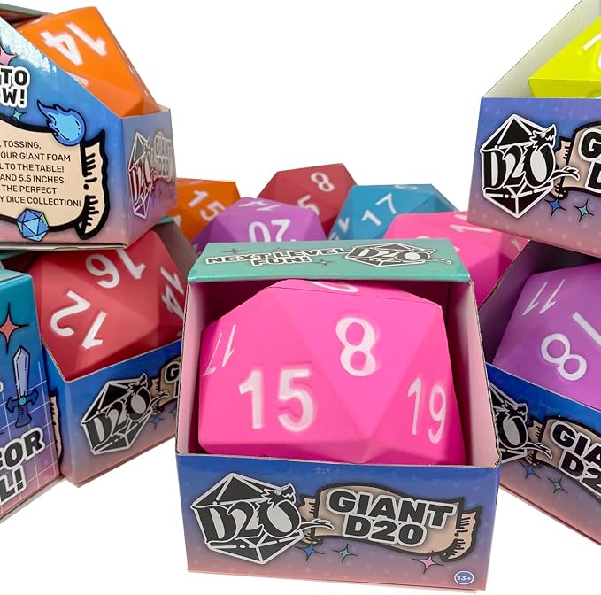 KESS Giant D20 Foam Dice: Oversized 20-Sided Dice for RPG and Collectors - 6 Vibrant Colors, Perfect for Outdoor Fun in Backyard, Pool, Beach. Ages 6+ (Purple)