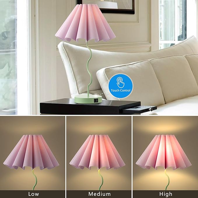 Table Lamps for Bedroom Modern Single Table Lamp for Night Stands Beside Lamps Living Room End Table Lamp (Green)