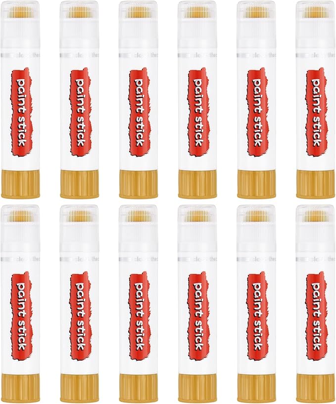 PATIKIL Tempera Paint Sticks, 12 Pcs Solid Tempera Paints Sticks Washable Bulk Markers Pen Quick Drying for Artists Beginners Art Supplies, Yellow Ochre