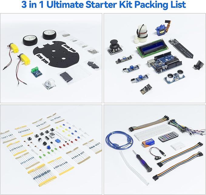 SunFounder Ultimate Starter Kit Compatible with Arduino UNO IDE Scratch, 3 in 1 IoT/Smart Car/Basic Kit with Online Tutorials, Video Courses, 192 Items, 87 Projects, Suitable for Age 8+ Beginners