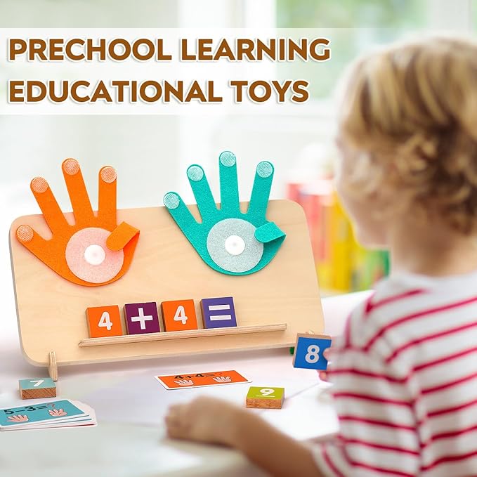Educational Toys for 3-5 Year Old, Double-Sided Math Manipulatives Number Counting Blocks Writing Practice Board for Kids, Preschool Learning Montessori Toys for Toddlers 2-4 Years