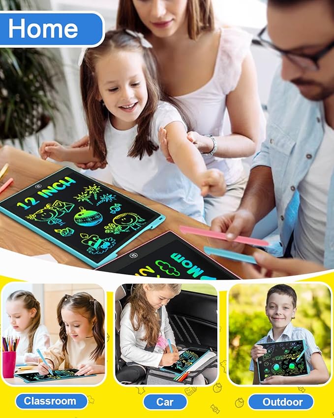 LCD Writing Tablet for for Kids, 12 Inch Toddler Kids Toys Drawing Pad, Airplane Travel Essentials, Mess Free Coloring for Toddlers, Birthday Gifts Toys for 3-8 Years Old Boys Girls, Blue